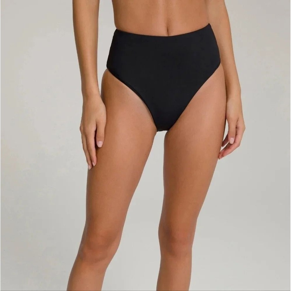Good‎ American Swim Bottoms High Waisted Black Size 0 XS NWT